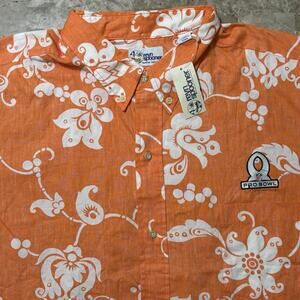 Reyn Spooner Shirt Mens 2XL Orange Pro Bowl Reverse Print Hawaiian Football
